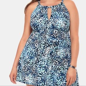 Swim Solutions, Plus High-neck keyhole Swimdress